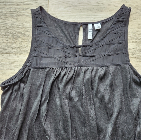Elle Black Top Womens Xs Sleeveless Semi Sheer Flowy Summer Beach - Picture 2 of 9